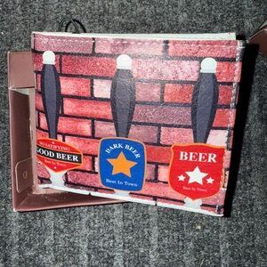 NIB Men’s Vegan Leather Wallet Beer 🍺 Themed Wallet